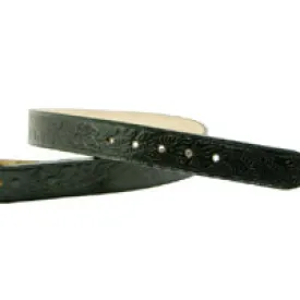 1 1/2in Dark Chocolate Leather Belt with Tooled Floral Design, 34in Length, ea