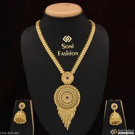 1 Gram Gold Plated Artisanal Design Gold Plated Necklace Set for Women - Style A463