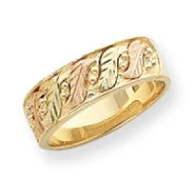 10k Tri-color Black Hills Gold Womens Wedding Band Ring