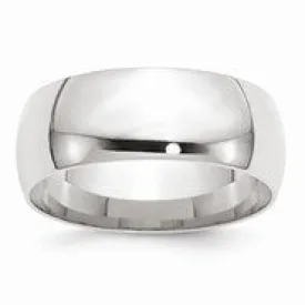 10k White Gold 8mm Lightweight Comfort Fit Wedding Band Ring