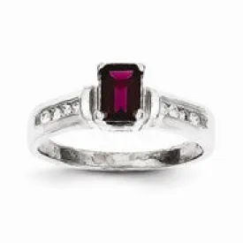 10k White Gold Rhodolite Garnet & Diamond Ring