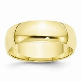 10k Yellow Gold 6mm Lightweight Half Round Wedding Band Ring