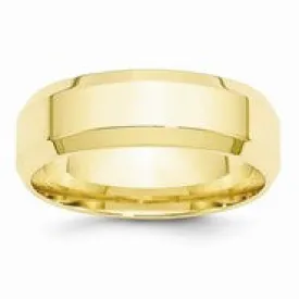 10k Yellow Gold 7mm Bevel Edge Comfort Fit Wedding Band Ring