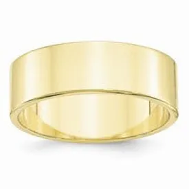 10k Yellow Gold 7mm Lightweight Flat Wedding Band Ring