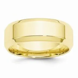 10k Yellow Gold 8mm Bevel Edge Comfort Fit Wedding Band Ring