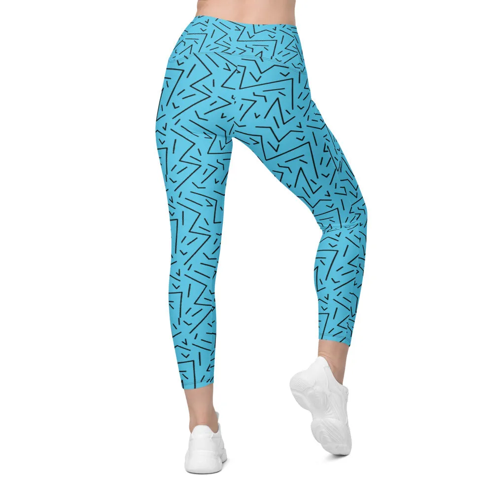 Aqua Black Line Leggings with Pockets