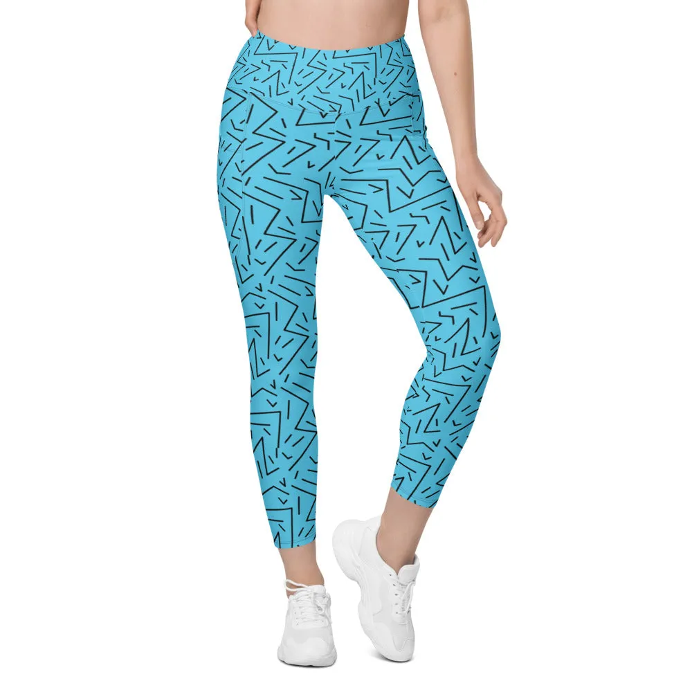 Aqua Black Line Leggings with Pockets