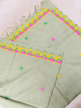 Artisan Wool Shawl with Colorful Hand Embroidery