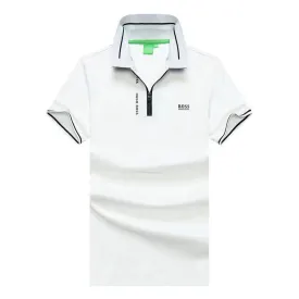 Authentic Hug Zip Up Polo Shirt -White