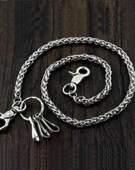 BADASS SILVER STAINLESS STEEL MENS KEY BIKER WALLET CHAIN CHAIN PANTS CHAIN WALLET CHAIN FOR MEN