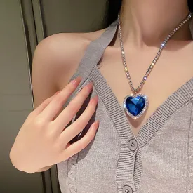 Blue Crystal Heart of Ocean Necklace