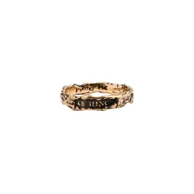 From Here On Narrow 14K Gold Stone Set Textured Band Ring