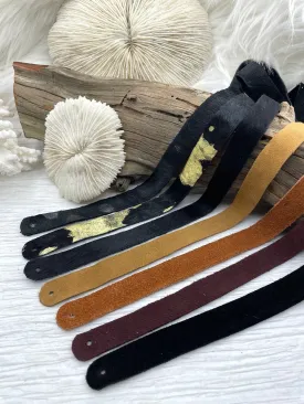 Genuine LEATHER STRAP for Making Necklace, Hair on Hide or Plain Suede Leather Strap, 7 Styles, 24" Die Cut Ends and Hole