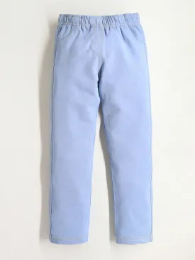 Girls Light Blue Ankle Length Jeggings