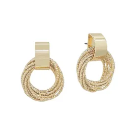 Gold Textured Knot Stud Earrings