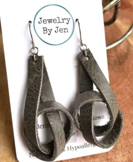 Grey Leather Knot earrings