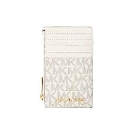 Michael Kors Medium Logo Card Case In Monogram Vanilla