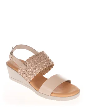 Nu X Neo Eliseo Cream/Almond Leather Wedge Sandal