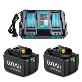 ONEVAN 2 Slot-18V 6.0Ah 9.0Ah Li-Ion Battery Kit for Makita 18V Batteries