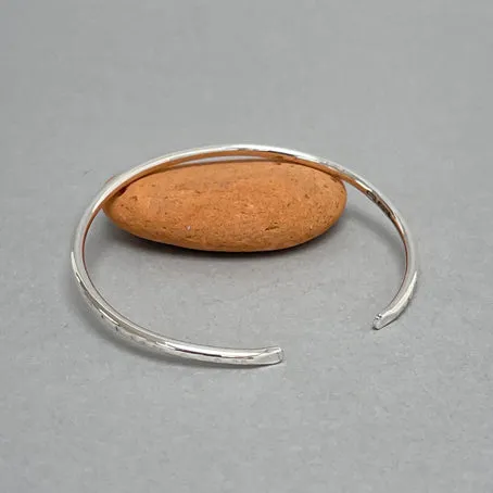 Open silver bangle - textured