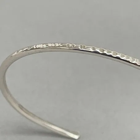 Open silver bangle - textured