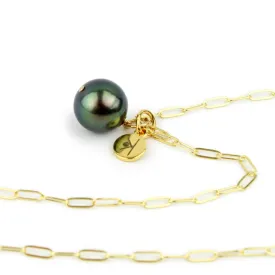 Peacock Green Tahitian Pearl Charm Necklace