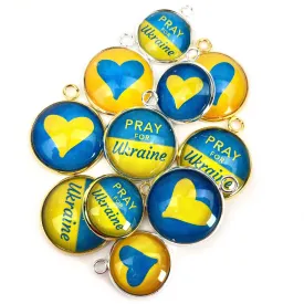 Pray for Ukraine Jewelry Making Charms Set – 16 or 20mm, Silver, Gold – Bulk Wholesale Christian Charms – Support Ukrainian Relief Efforts