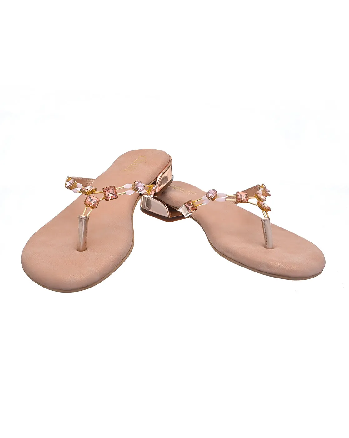 Women's Jewelled Rose gold Flats